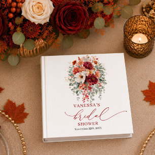 Glam maroon floral fall bridal shower ring binder