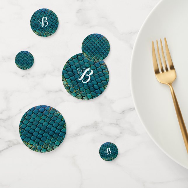 Glam Mermaid Fish Scales Teal Purple Gold Sparkle Confetti (Group)
