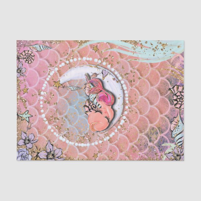 Glam Mermaid Girls Baby Shower Birthday Party Tissue Paper (Front)