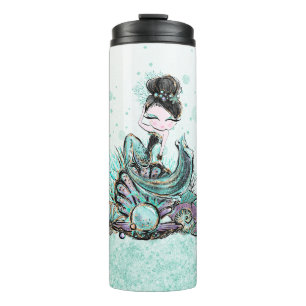 *~* Glam Mermaid Glitter Girly Sea Thermal Tumbler