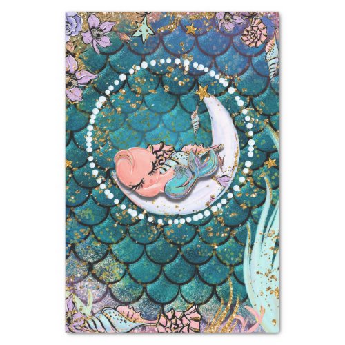 Glam Mermaid Its a Boy Baby Shower Birthday Party Tissue Paper