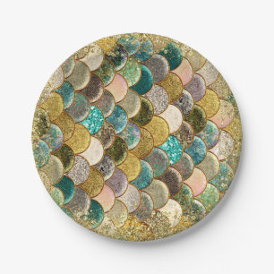 Glam Mermaid Scales Birthday Party Paper Plates