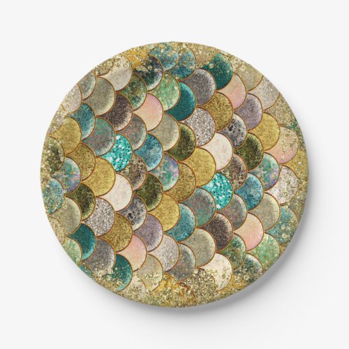 Glam Mermaid Scales Birthday Party Paper Plates