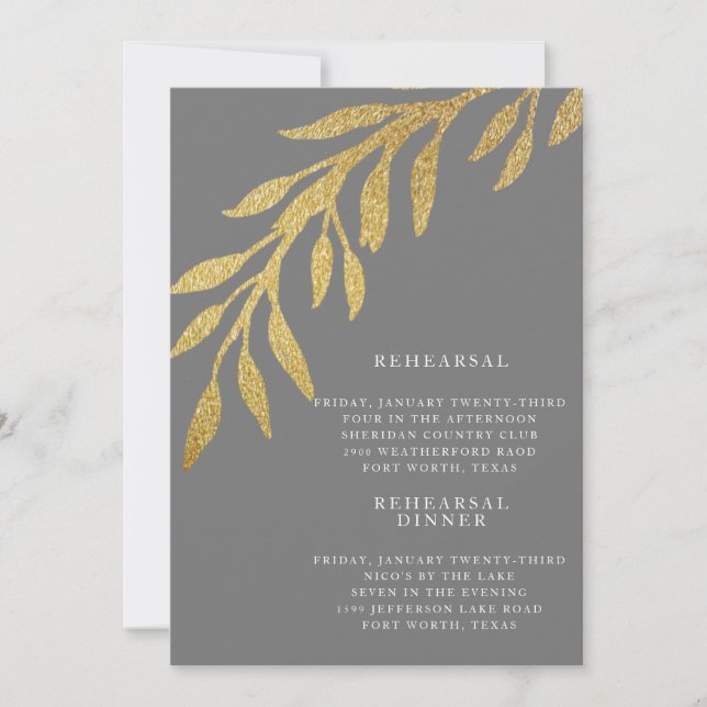 Glam Metallic Gold and Silver Wedding Rehearsal  Invitation (Front)