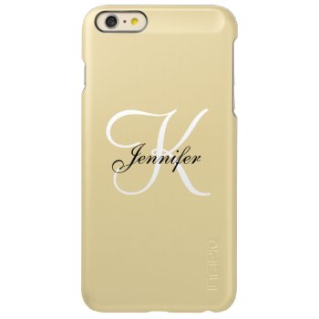 Glam Metallic Gold and White Monogram Name Incipio Feather® Shine iPhone 6 Plus Case