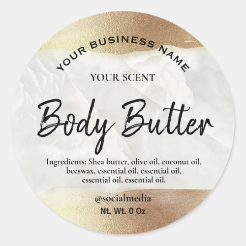 Glam Metallic Paint Gold Marble Body Butter Labels