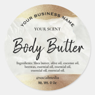 Glam Metallic Paint Gold Marble Body Butter Labels