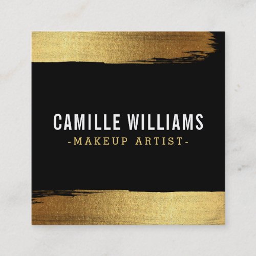GLAM MINIMALIST luxe faux gold foil brush stroke Square Business Card