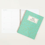 Glam Mint Green Gold Dots Pattern Personalized Planner<br><div class="desc">Glam Mint Green Gold Dots Pattern Personalized Planner</div>