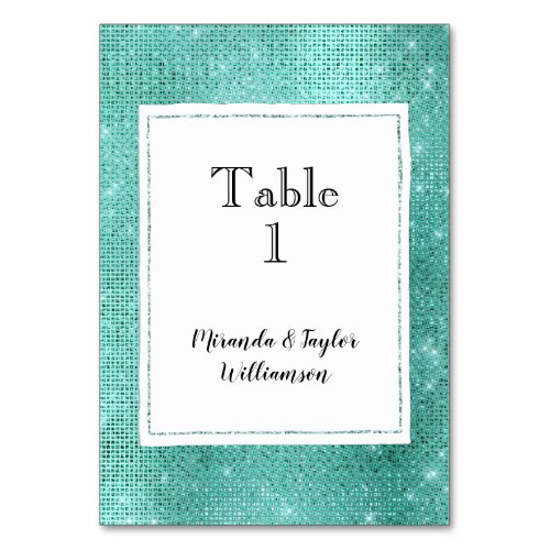 Glam Mint Sparkle Table Number