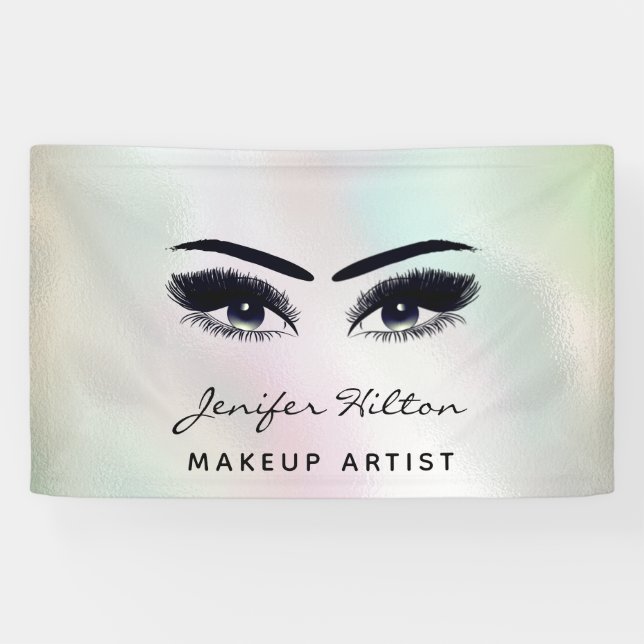 Glam modern chic holographic eyelashes & eyebrow banner (Horizontal)