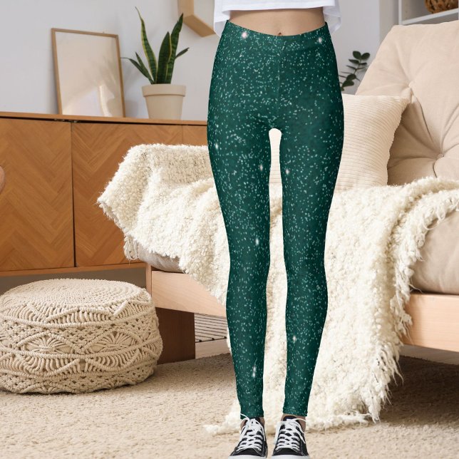 Glam Modern Green Glitter Sparkle Sport Women Gift Leggings (Creator Uploaded)
