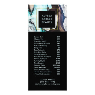 Glam Modern Ink Swirls Salon Price List Menu