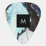 Glam Modern Ink Swirls with Monogram Guitar Pick<br><div class="desc">This elegant guitar pick features a modern swirled ink look with shades of black,  white,  blue,  and gold.</div>