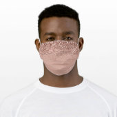 Glam Monogram Blush Pink Rose Gold Glitter Adult Cloth Face Mask (Worn)