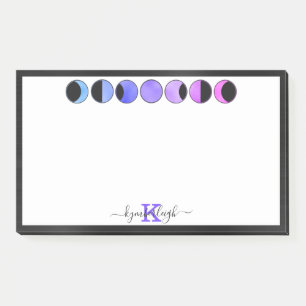 Glam Moon Phases Monogram Name Large Rectangular Post-it Notes