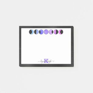 Glam Moon Phases Monogram Name Small Rectangular Post-it Notes