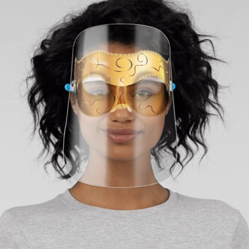 Glam Mysterious Girly Metallic Gold Masquerade Face Shield