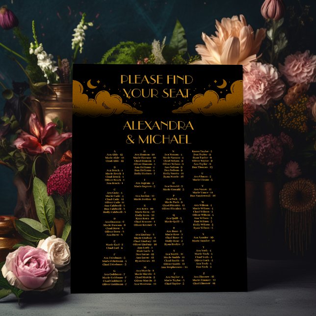 Glam Mystical Black Gold Clouds Moon Wedding Foam Board (Creator Uploaded)