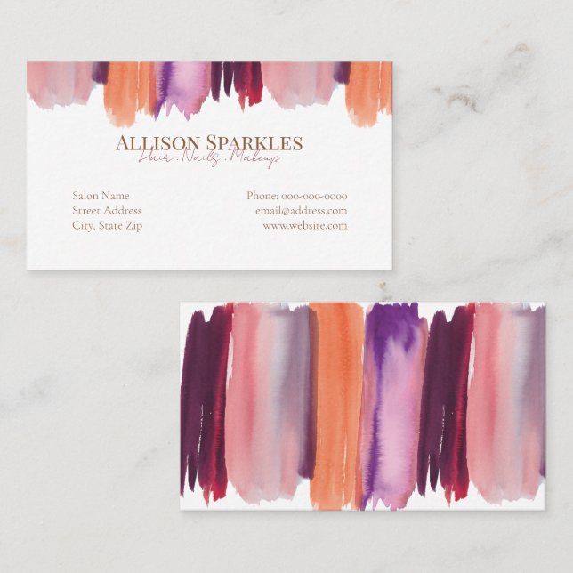Glam Nail Polish Art Manicure Salon Business Card (Front/Back)