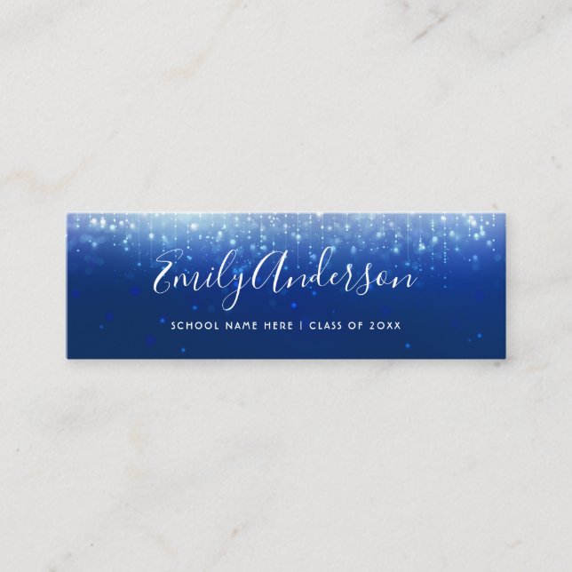 Glam Navy Blue Graduation Name Insert Card (Front)