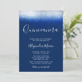 Glam Navy Blue Quinceanera Invitations (Standing Front)