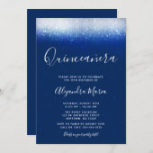 Glam Navy Blue Quinceanera Invitations (Front/Back)