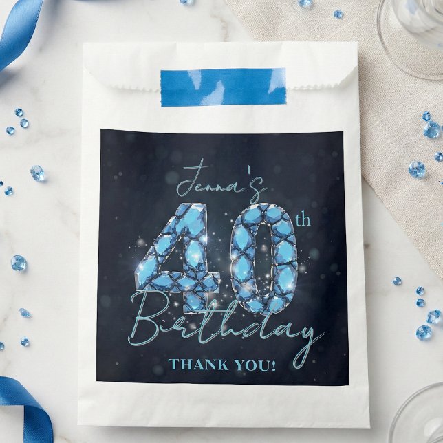 Glam Navy Blue Sapphire Gemstone 40th Birthday Favor Bag (Creator Uploaded)