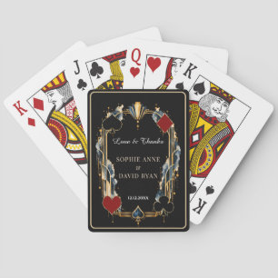 Glam Navy Gold Black Art Deco Casino Night Wedding Poker Cards