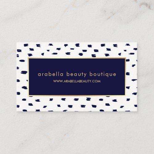 Glam Navy Hand Drawn Pattern with Faux Gold Accent Business Card