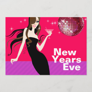 Glam New Years Eve Party - little black dress Invitation