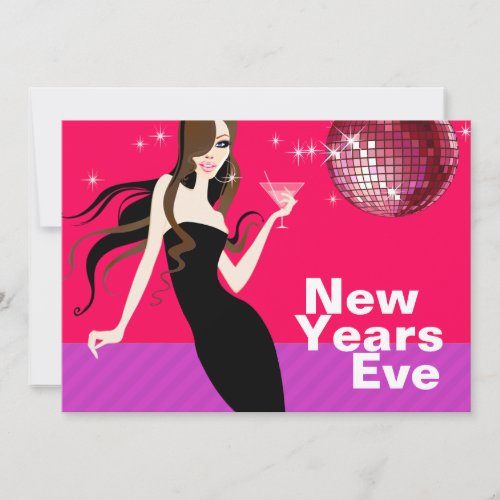 Glam New Years Eve Party _ little black dress Invitation