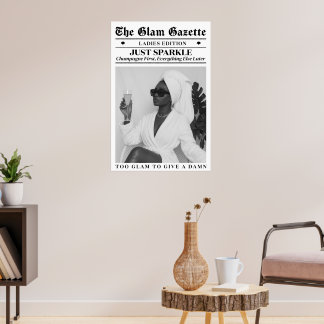 Glam Newspaper Black Woman Bathroom Fashion Decor