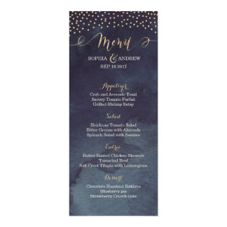Glam night faux gold calligraphy wedding menu card