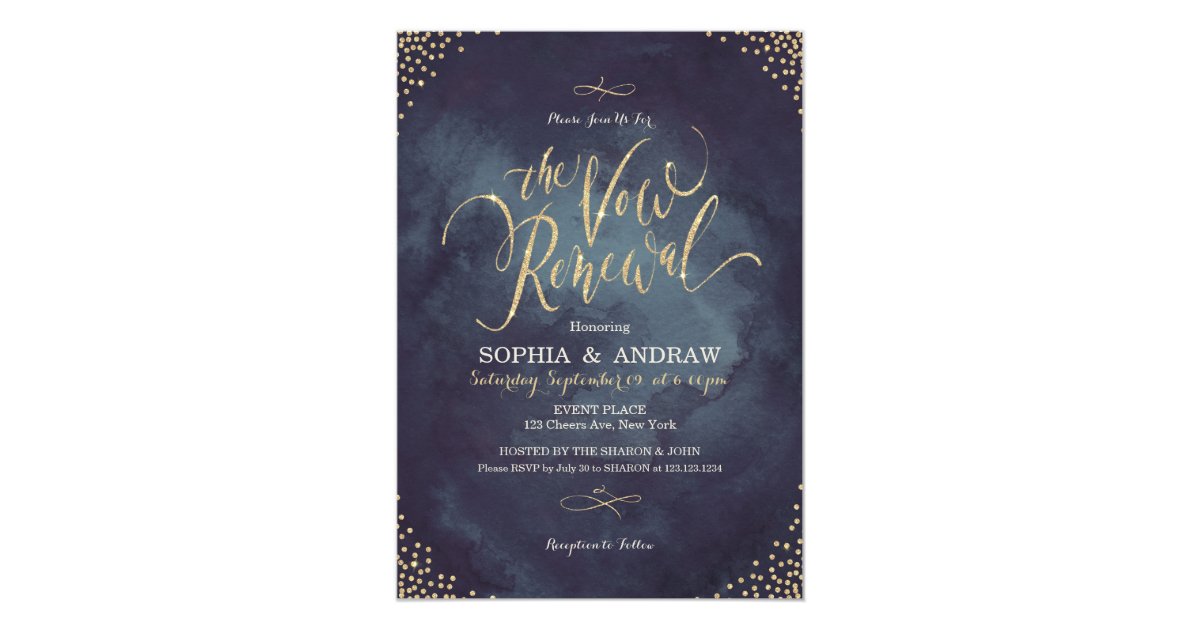 Glam night gold calligraphy vow renewal invitation | Zazzle.com