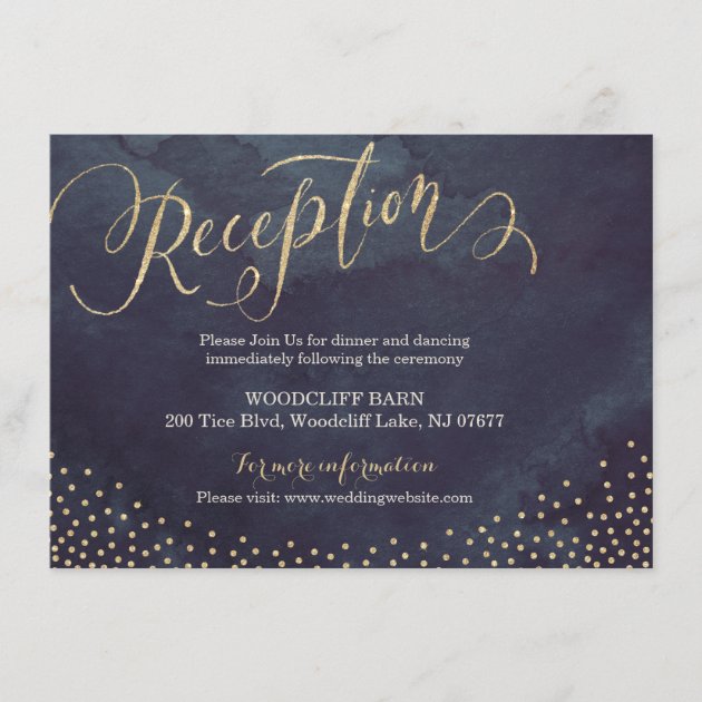 Glam Night Gold Glitter Calligraphy Reception Card