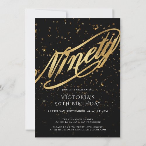 Glam Ninety 90th Black Gold Confetti Faux Foil 