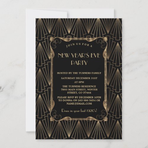 Glam Old Hollywood Great Gatsby New Year Party Invitation