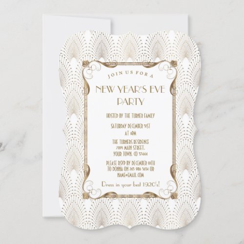 Glam Old Hollywood Great Gatsby New Year Party Invitation