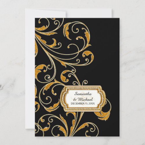 Glam Old Hollywood Regency Black Tie Event Style Invitation