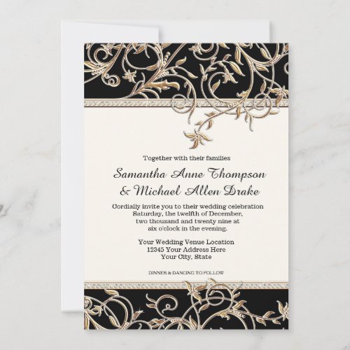 Glam Old Hollywood Regency Black Tie Formal Event Invitation