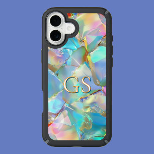 Glam Opal with Large Monogram or Name iPhone 16 Plus Case