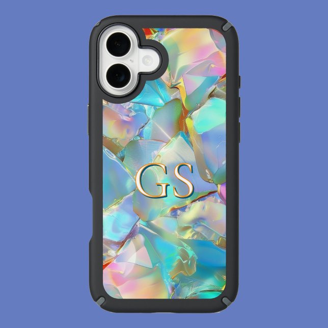 Glam Opal with Large Monogram or Name Speck iPhone Case (Creator Uploaded)