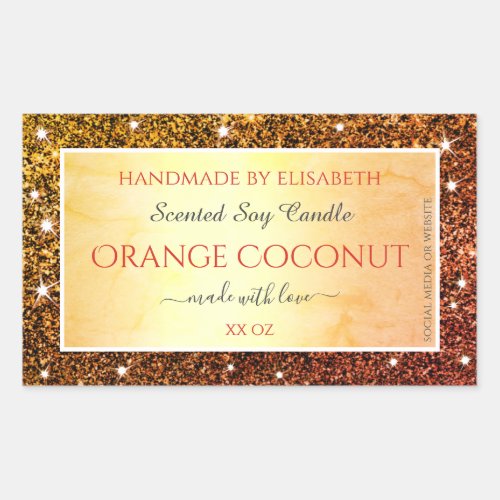 Glam Orange Faux Glitter Sparkle Product Labels