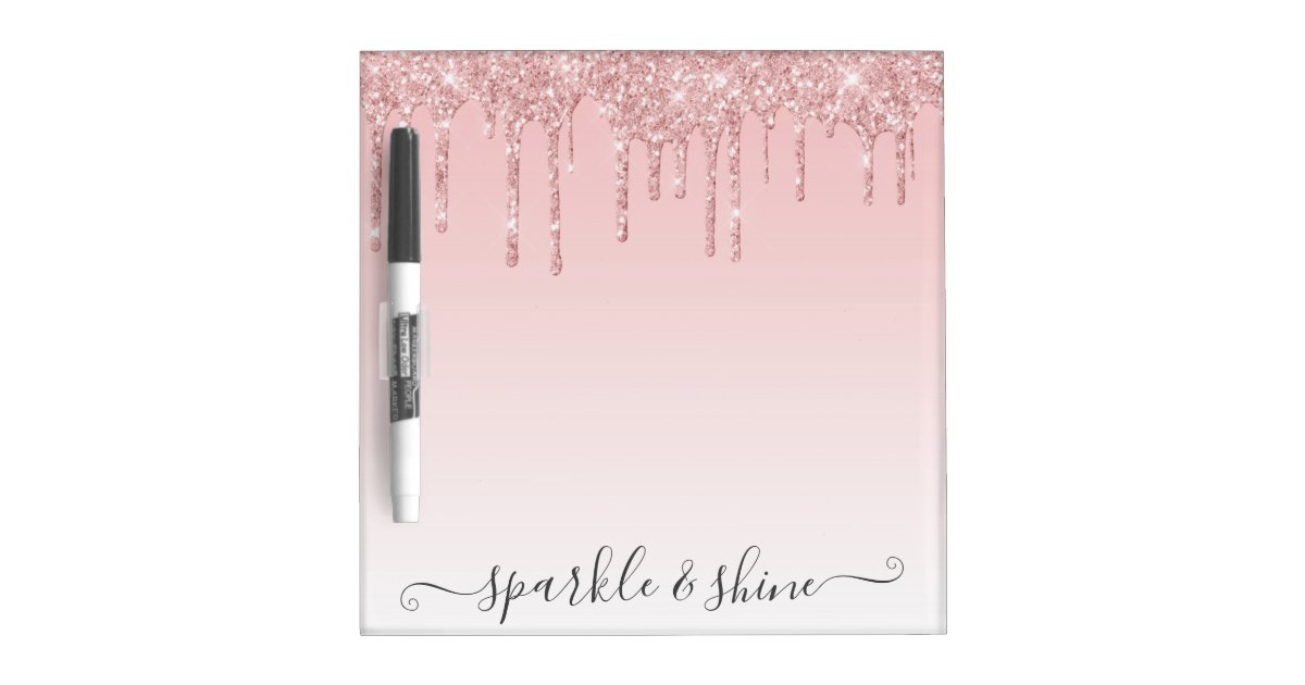 Glam Pale Blush Pink Glitter Drips Sparkle & Shine Dry Erase Board | Zazzle