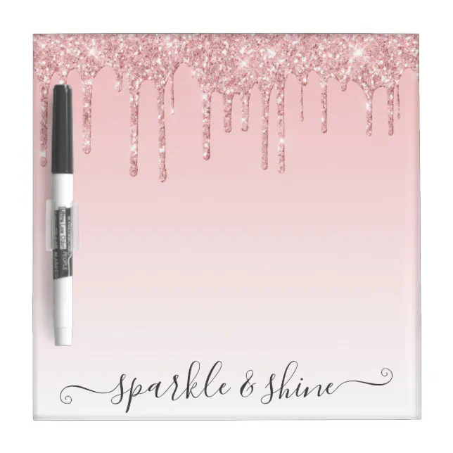Glam Pale Blush Pink Glitter Drips Sparkle & Shine Dry Erase Board | Zazzle