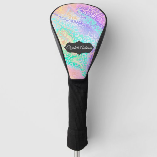 Glam Pastel Iridescent Leopard Spots Personalized Golf Head Cover