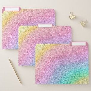 Glam Pastel Rainbow Glitter Sparkle Decorative File Folder