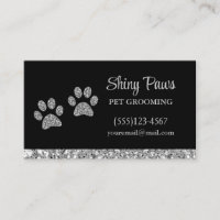 Glam Paw Print Dog Pet Grooming Glitter Business Card