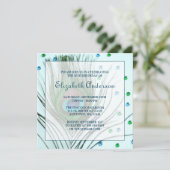 Glam Peacock Feather 50th Birthday Party Teal Invitation (Standing Front)